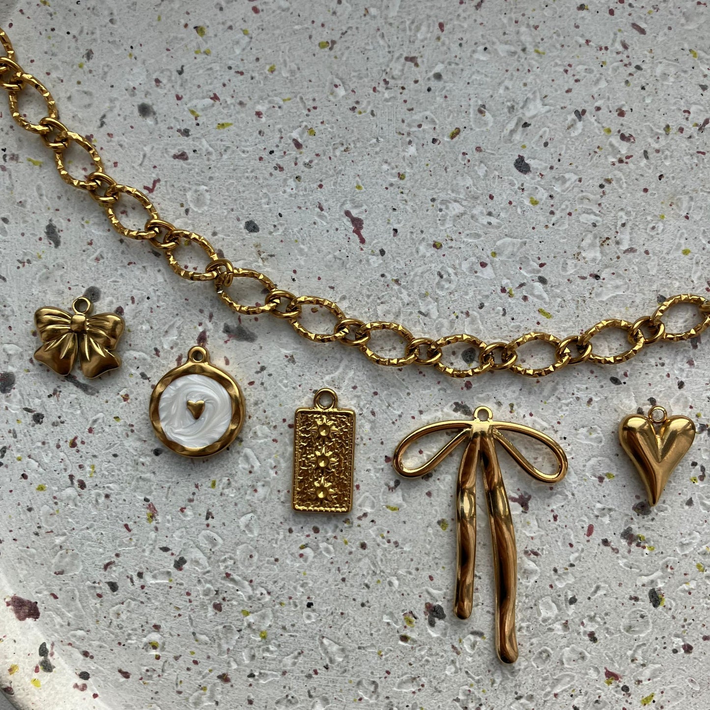 Charm necklace with 5 golden charms | Zafia Jewellery