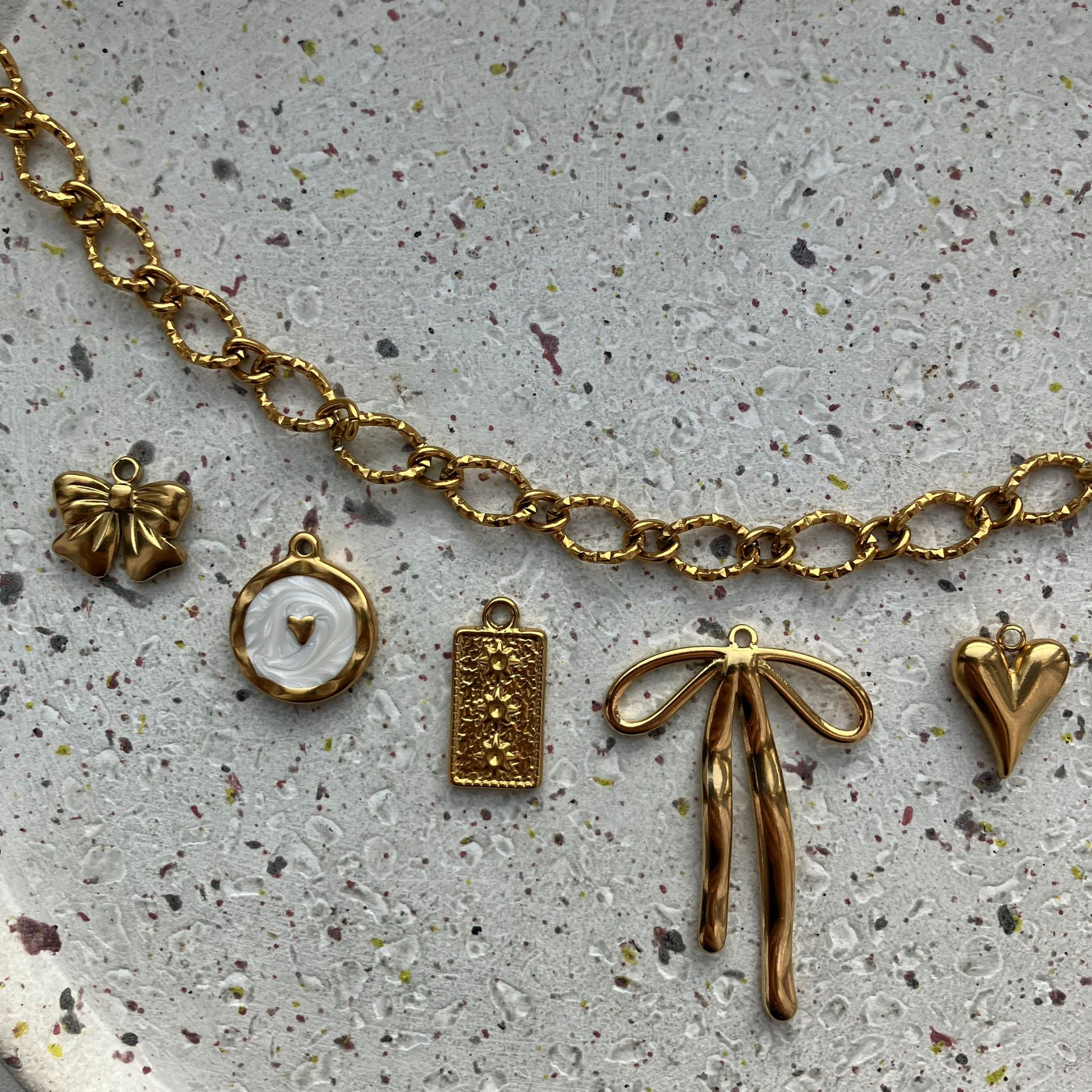 Charm necklace with 5 golden charms | Zafia Jewellery